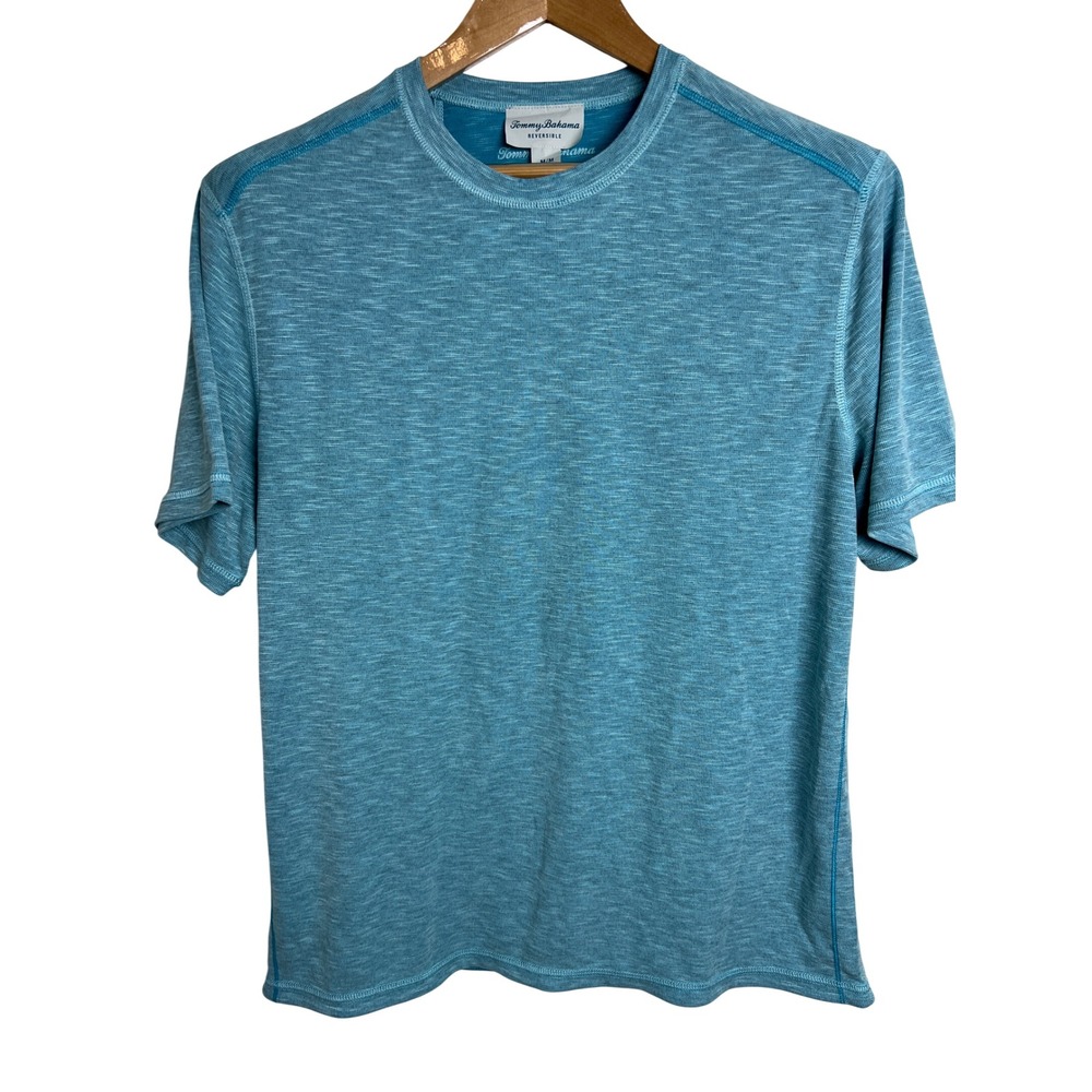 Tommy Bahama T-Shirt Mens Medium Blue‎ Reversible Short Sleeve Modal Casual A5